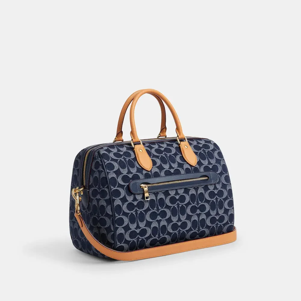 Coach | Bags | Coach Rowan Large Denim Bow Heart Locket Charm Horse And ...